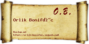 Orlik Bonifác névjegykártya